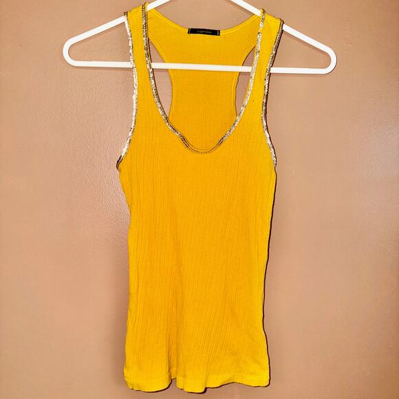 Soprano Women's Yellow Sequin Sleeveless Tank Top Ribbed - Size Medium - Picture 6 of 8